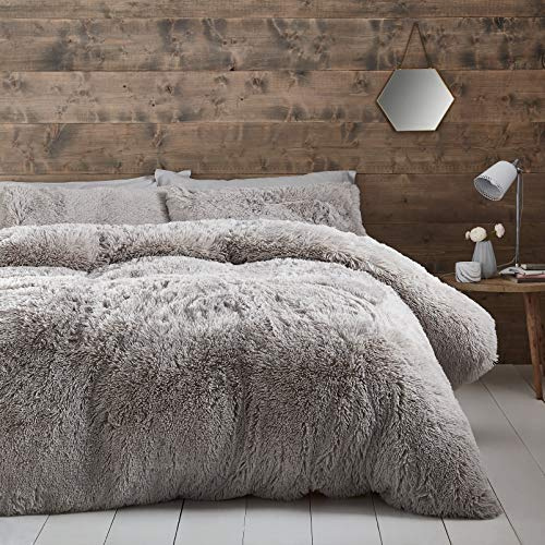 Catherine Lansfield Cuddly Super King Duvet Set Silver
