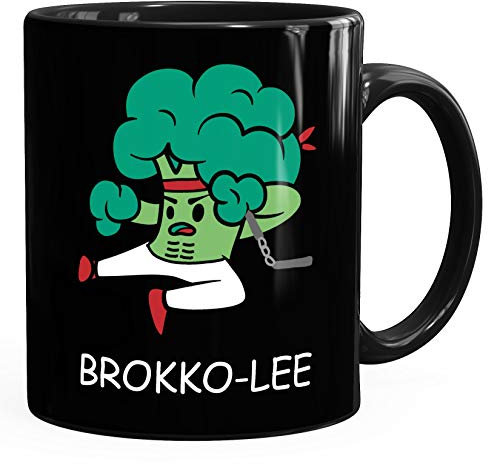 MoonWorks® Kaffee-Tasse Brokko-lee Karate Brokkoli Gemüse schwarz Keramik-Tasse