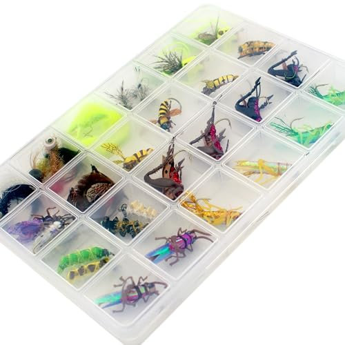 Fliegen-Fliegen-Set mit Fliegenbox, Nymphen, Trockenfliegen, Nassfliegen, Luftschlangen, realistische Fliegen (realistische Fliegen)