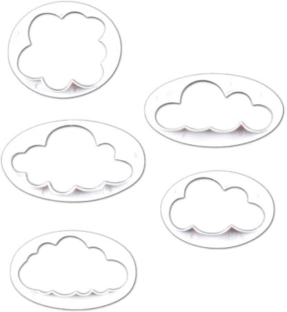 KDDOM Lot de 5 emporte-pièces en forme de nuage 3D en plastique pour décoration de gâteaux et cupcakes