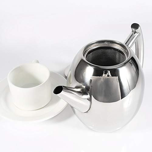 Bouilloire à Thé en, théière inox 1l zerone, theiere inox avec infuseur Acier Inoxydable Bouilloire en Acier Inoxydable Théière en Acier Inoxydable 1L avec Filtre pour Hôtel de Restaurant(1L)