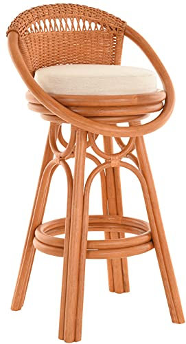 korb.outlet Exklusiver Barhocker/Küchenhocker mit Drehfunktion aus Natur Rattan Hoher Hocker Barstuhl Barsessel (Terracotta exklusiv)
