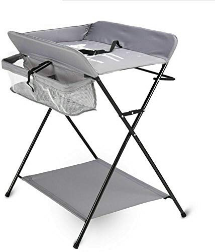 Klappbare Wickelkommode höhenverstellbar Klappwickeltisch mit/ohne Rollen, Mobile Wickeltisch mit Wickelauflage, Sicherheitsgurt und Ablagefächern Geeignet für Babys und Kleinkinder (a)