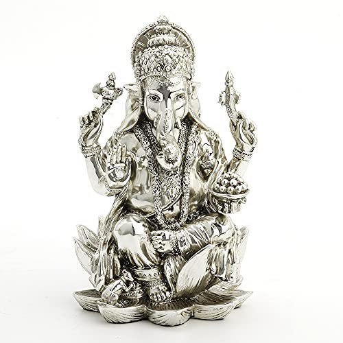 Veronese Design Ganesha Hindu-Gott Glück Statue, aus Kunstharz, handgefertigt, galvanisiert