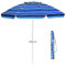 GIANTEX Sombrilla de Playa Grande 220 cm, Protección Solar UV50+, Sombrilla Inclinable con Bolsa de Transporte, Portavasos y Ancla, Parasol para Jardín, Terraza, Mercado (Rayas Azules)