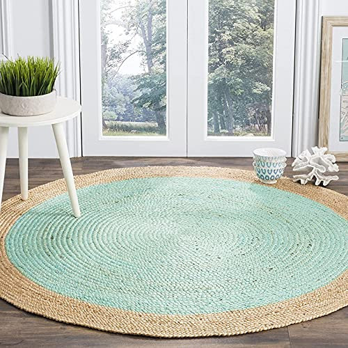 DNR Teppich, indisch, Naturfaser, rund, 100 x 100 cm, Aquabraun