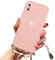 Lafunda Handykette für iPhone X/iPhone XS Hülle mit Band - Rosa | abnehmbare Handyhülle mit Kordel zum Umhängen,Silikon Schutzhülle mit Herzmuster für iPhone X/Xs
