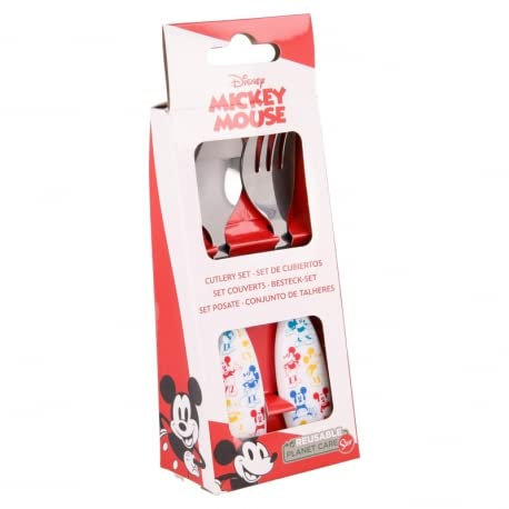 ILS I LOVE SHOPPING Set de couverts pour enfants en acier inoxydable - fourchette et cuillère (Mickey Mouse)