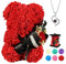 POHOMEGK Rose bear Mothers Gifts for Mum，Rose Bear Gifts for her Rose Flower Bear Teddy Bear with Box I Love You Necklace 100 Languages Beautiful Gift for Mum