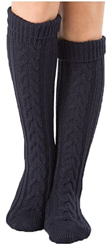 YAMEE Kniestrümpfe Winter Strick Strümpfe, Knie-Lange Socken Stulpen für Damen, Stiefelstrümpfe Legwarmers 1 Paar