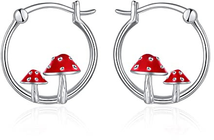 Magische Pilz Ohrringe Sterling Silber Pilz Creolen Geschenke für Frauen Tochter