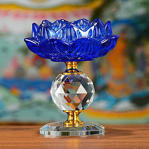 Kristall Lotus Kerzenhalter, Kerzenständer Kerzenleuchter Buddhistisch Kandelaber Leuchtturm Halter, 10CM Glasblume Regenbogen Farbe Ornamente, Votive Teelicht Kerzenhalter