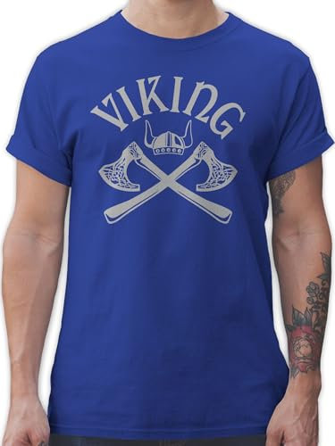 Shirtracer T-Shirt Herren - & Walhalla - Wikinger Viking Nordmänner Odin Walhall Streitaxt - L - Royalblau - Tshirt nordmann Wikinger. wikingeraxt Shirts Wikinger&Walhalla axt Shirt männer