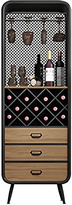 TOMYEUS Barschrank Weinkabinett for Zuhause, Metall- und Holzwein-Ausstellungsständer, Küchenwein-Lagerschrank, Gold Weinschrank (Size : Medium)