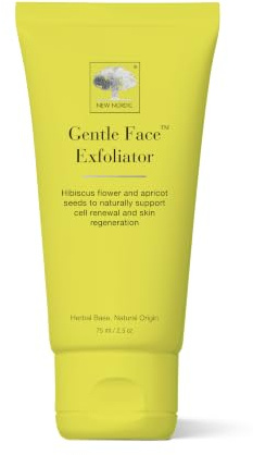 New Nordic Gentle Face Exfoliator Hibiscus & Apricot Seed Powder Pores 75ml | Removes dead skin cells, unclogs pores & boosts natural radiance. All skin types. Apply in daily circular motions then rinse.