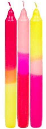 Talking Tables Spitzkerzen, Ombré, geruchlos, Neon-Pink, Orange und Gelb, 3 Stück, 20 cm
