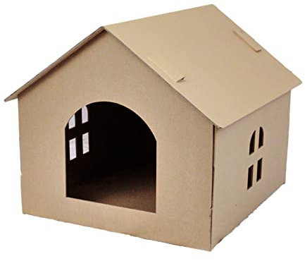 karton-billiger | Katzenhaus aus Pappe Katzenhäuschen Pappe Katzenhöhle aus Wellpappe, selbst gestalten, 45 x 42 x 40 cm | 1 Stück