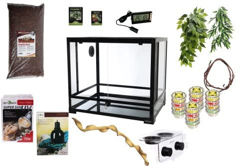 Komplettset: Für Kronengeckos (60x45x90cm) Terrarium mit ReptiZoo Glas- Terrarium 60x45x90cm (RK0124N)