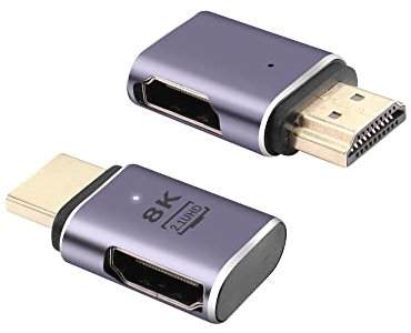 PNGKNYOCN 90 Grad HDMI Adapter 8K, 2 Pack rechtwinklige 48Gbps HDMI 2.1 Stecker zu Buchse Extender Adapter Unterstützung 8K@60Hz, 4K@120Hz, HDR, eARC (Right Bend)
