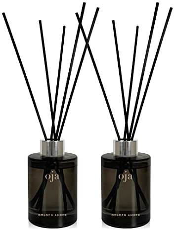 Oja Duftvasen Reed Diffuser Im Eleganten Design (2X 100 ml) (Golden Amber)