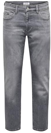 Only & Sons Herren Jeans ONSWEFT REG. - Mid Waist - Regular Fit - Blau Schwarz Grau, Größe:29W / 34L, Farbe:22027572 Medium Grey Denim