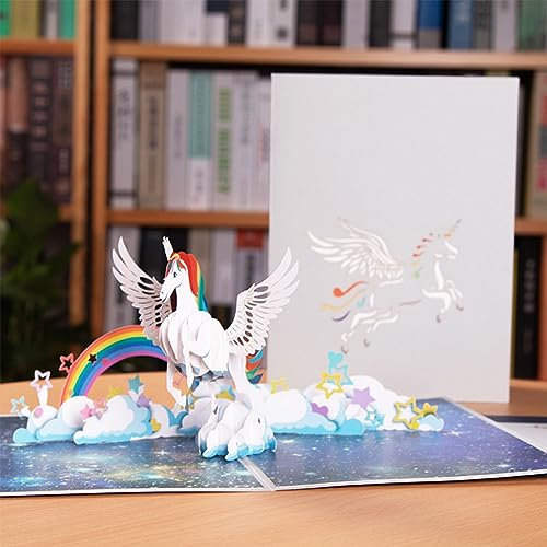 ERBO Pop Up Karte Geburtstag, Geburtstagskarte 3d mit Umschlag, Einhorn Geburtstagskarten für Kinder, Mama, Frau, Mann, Papa, Kollegen(16x22CM)