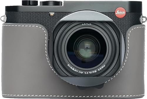 Zakao Q3 Kameratasche, handgefertigt, echtes Leder, halbe Kameratasche für Leica Q3, untere Öffnung mit Handschlaufe, grau, Beauty Case