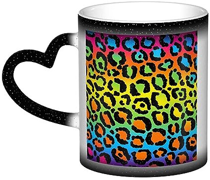 NOGRAX Tazze da caffè con stampa leopardata arcobaleno tazza personalizzata termosensibile tazza magica termosensibile tazza in ceramica grande tazza regalo