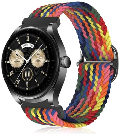 MiKoyi 22 mm Bracelet Compatible avec Huawei Watch GT 6/GT 6 Pro/GT 5 Pro/GT 5/GT4 (46 mm)/4 Pro 48 mm/Ultimate 2/Ultimate, Nylon Tressé Réglable Sport Bracelet pour Huawei Watch Buds, Colorée