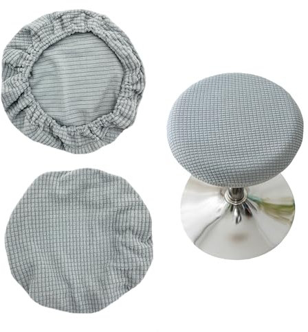 CHENNAN 2 Stück Runder Stuhlbezug Protector Waschbarer Waschbar Staubdicht Hocker Bezug Dehnbar Knitterfrei Für Barhocker Drehbar,Drehbar Bürohocker,Friseursalon Drehhocker(ohne Stühle) (Silbergrau)