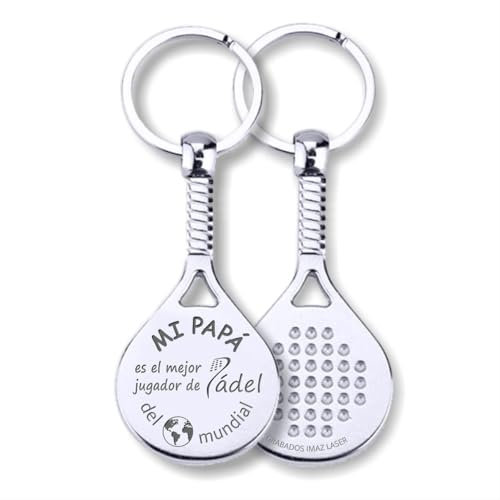 GRABADOS IMAZ LASER® Pala Pádel Llavero PARA PAPÁ - Llavero Grabado Padel - Regalos día del padre - Regalo Original con Mensaje Grabado Láser - Llavero Metálico