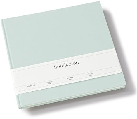 Semikolon 371036 Gästebuch Slim 25 x 23 cm - mit 100 blanko Seiten zum Selbstgestalten, Lesezeichen - moss pastell-grün