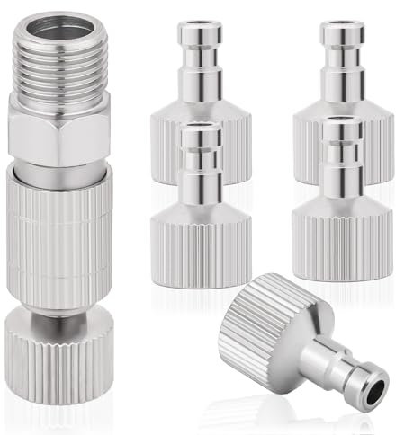 NEOECO Airbrush Quick Disconnect Coupler Release Fitting & Plug, 6pcs 1/8 in BSP Male and Female Connections Adapter Air Brush Accessory