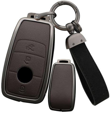 ontto Autoschlüssel Hülle Etui Passt für Mercedes-Benz A B C E G S Klass CLA CLS GLA GLB GLC GLE GLS EQA EQB Zinklegierung Leder Schutzhülle Schlüsselcover Schlüsselanhänger Zubehör-3 Tasten