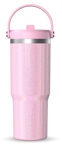 Hydrapeak Nomad 907.2 g Tumbler with Handle and Straw Lid, Leakproof Tumbler, Tumbler Lid Straw, Double Insulated Tumblers, 907.2 g Double Insulated Cup Straw, Stainless Steel (Enchanted Pink)