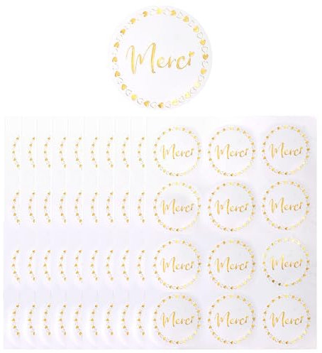 Lufdegim 120 etichette grazie, autoadesive, rotonde, ringraziamento, adesivi, etichette fai da te, per buste regalo, decorazione borsa, biglietti di matrimonio, compleanno