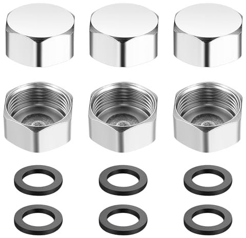 6 Stück Edelstahl Kappe, Schlauchkappen Sechskant 3/4 Zoll, Ausflssverhinderer Blindstopfen, Innengewinde Endkappe Verschlusskappen Rohrkappe Edelstahlfitting mit Schlauchunterlegscheiben