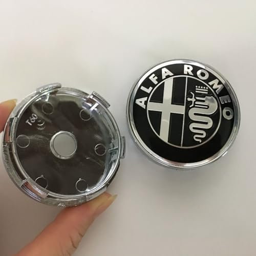 YDDNRBU 4 Stück Nabendeckel für Alfa Romeo Giulia Stelvio Car Rad Center Hub Cap Auto Styling Felgen Abdeckung Badge Emblem Aufkleber Radnabenkappen,Black Style