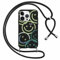 Xylota Handykette Handyhülle für iPhone 11 Pro Max 6,5 Hülle mit Band, Niedliches Muster Smiley Case mit Kordel zum Umhängen, Weich TPU Dünn Silikon Stoßfest Schutzhülle für iPhone 11 Pro Max,Schwarz