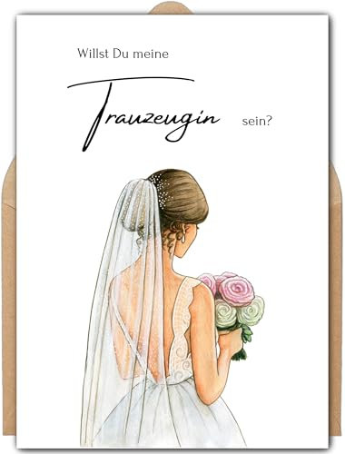 MOKY Trauzeugin fragen Willst Du meine Trauzeugin sein? Postkarte mit Umschlag