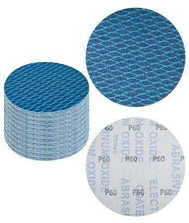 32Pcs 5 Inch Sanding Discs Hook and Loop Sandpaper 60 Grit, 125mm Diamond Shaped Sanding Pads for Random Orbital Sander Polisher(Blue)