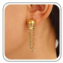 Inateannal Gothic Totenkopf Ohrringe Totenkopf Kette Ohrringe Gold Kette Quaste Tropfen Ohrringe Skelett Totenkopf Ohrstecker Ohrringe Punk Skelett Kette Ohrringe
