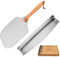 Fr.Gui Pizzaschieber Set 12 Zoll - mit abnehmbarem Holzgriff & Profi Pizzaschneider - Pizzaschaufel für den Pizzastein - Pizzaheber aus robustem Alu - Pizza Zubehör - Pizza Schieber - Pizzawender