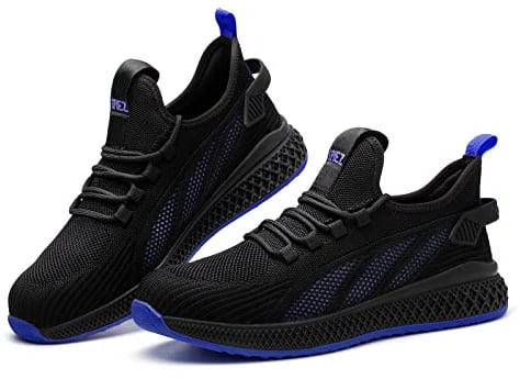 SPIEZ Unisex Safety Trainers with Composite Toe Lightweight, Puncture Proof Work Shoes for Men and Women, Breathable Safety Sneakers for Work and Daily Wear, Size 3.5 UK, Black/Blue