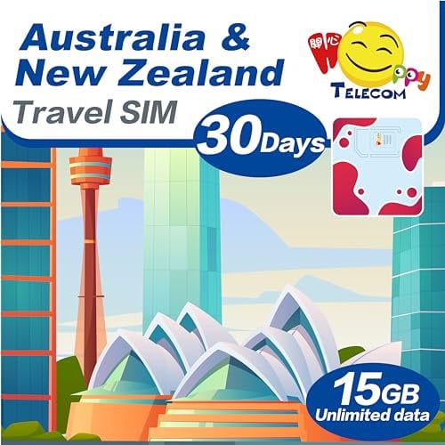 Happy 5G Australia and New Zealand 30 Days Unlimited Data Travel Sim Card | 15GB of 5G High-Speed Data Then 128kbps | Easy Activation | No Need Registration