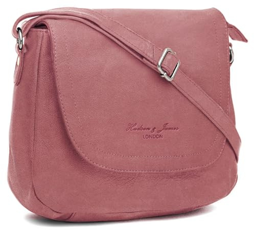 Hudson & James Designer Genuine Real Nappa Leather Handmade Women Ladies Travel Satchel Everyday Crossover Cross body Work Shoulder Handbag Bag