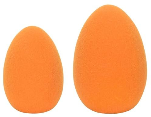Posiwio dekoratives frühlingshaftes großes Dekoei Osterei beflockte Oberfläche in verschiedenen frühlingshaften Farben und verschiedenen Größen (Orange, 1 x klein und 1 x groß)