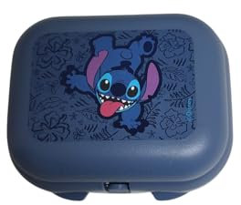 Tupperware To Go Mini-Twin Größe 1 kleine Brotdose Twin Schule Kindergarten (blau Stitch)