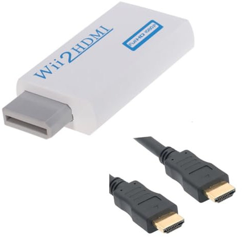 Straße Game - Adaptador HDMI para Nintendo Wii & Wii U, Full HD 1080p, salida de audio jack de 3,5 mm + cable HDMI 1,5 m, color blanco