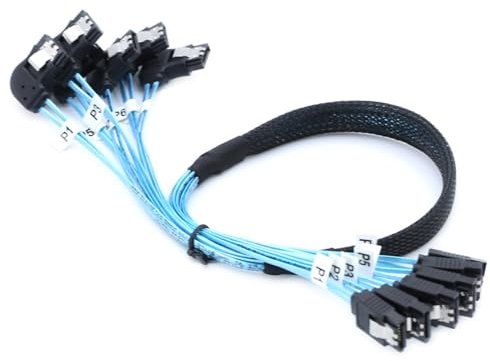 jebyltd Internal SATA6 Host To 6SATA Right Bend 7pin Targets Hard Disk Data Server Cable For Computers Motherboards